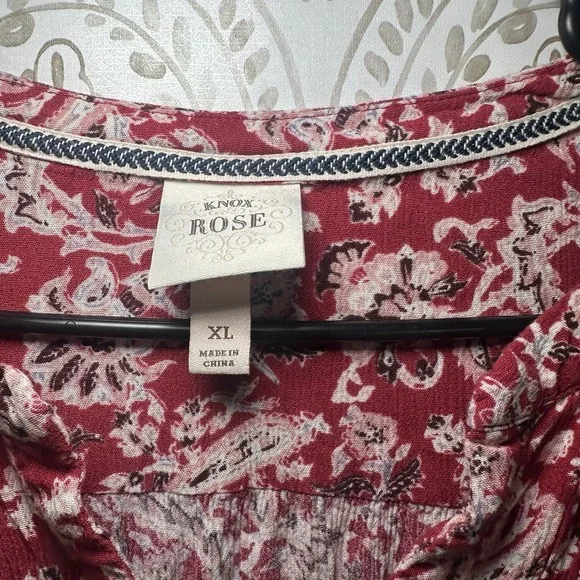 Knox Rose Red Paisley Midi Dress with Black & Cream Border - Picture 6 of 9